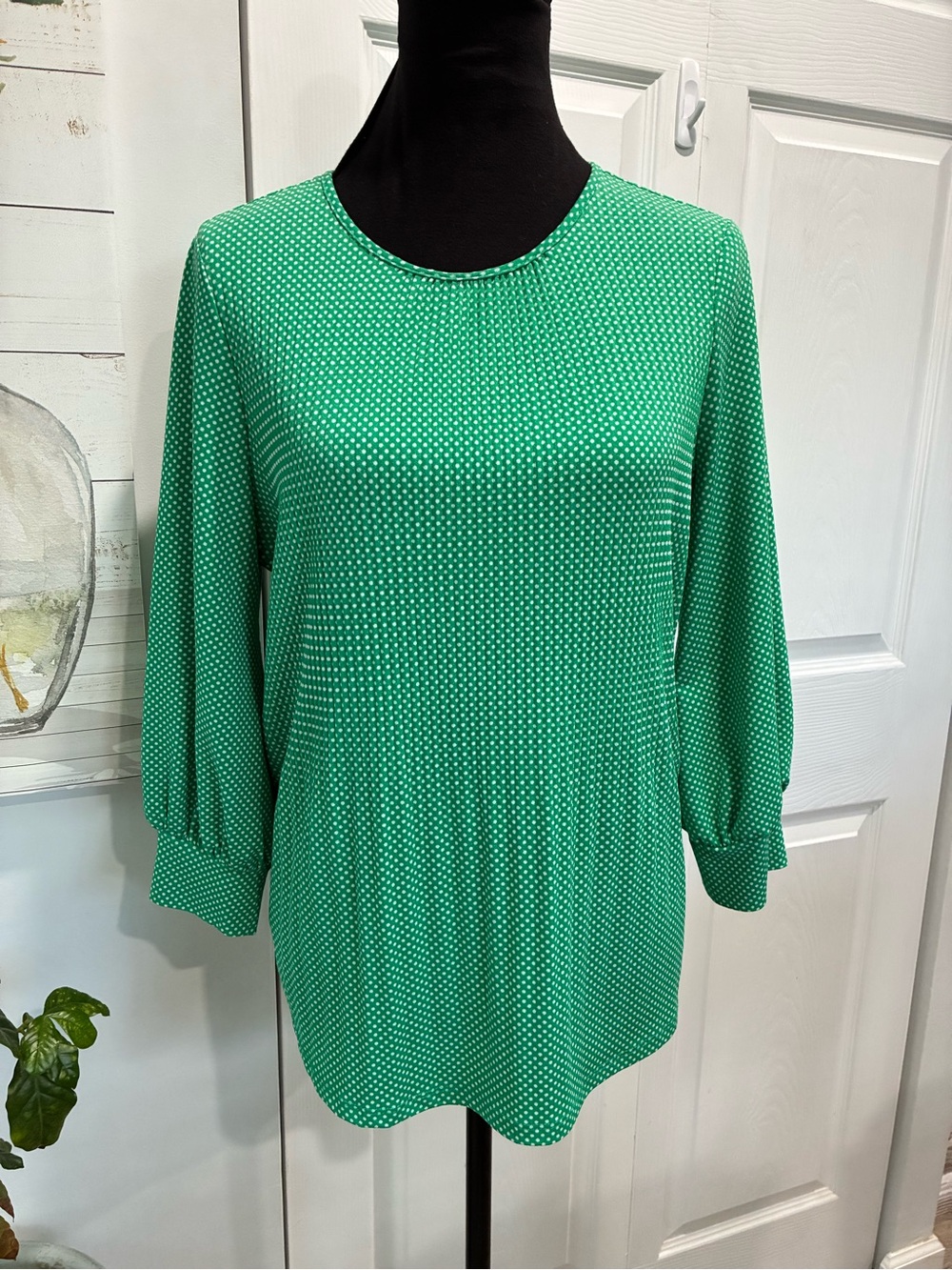Adrianna Papell Green Dot 3/4 Sleeve Blouse